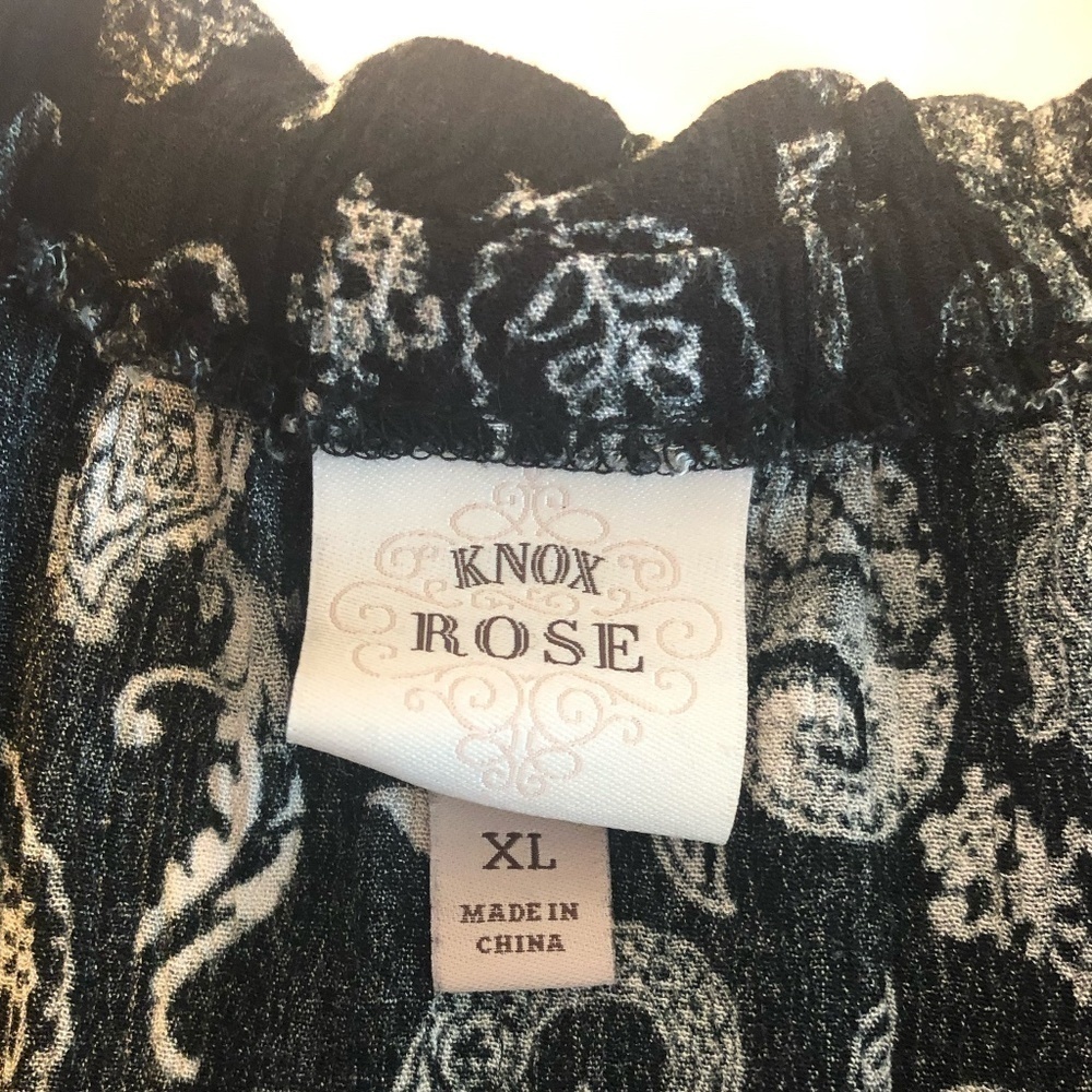 Knox Rose Dress boho black XL paisley off-the-shoulder bell sleeve silhouette - Picture 4 of 11